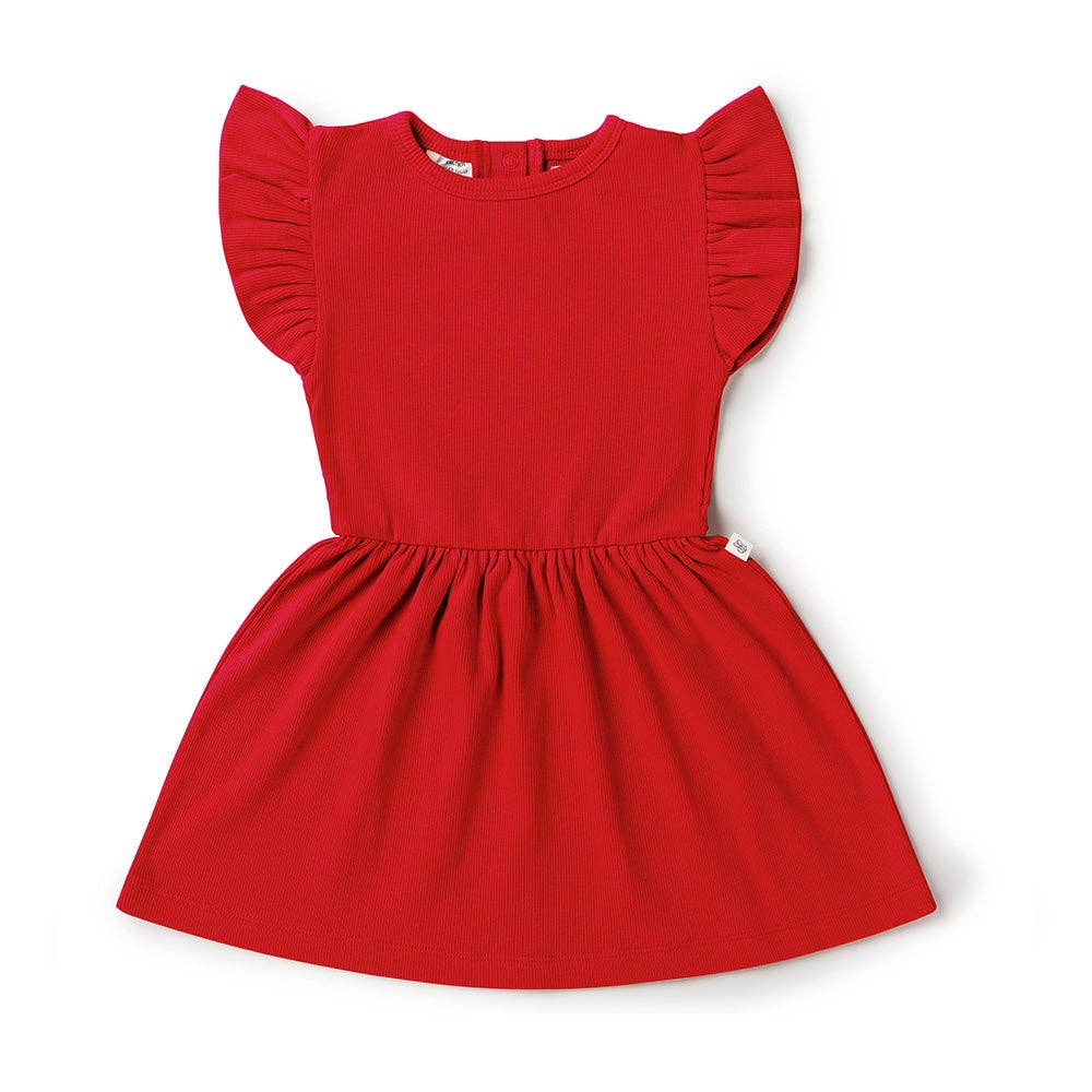 Snuggle Hunny - Red Short Sleeve Organic Dress