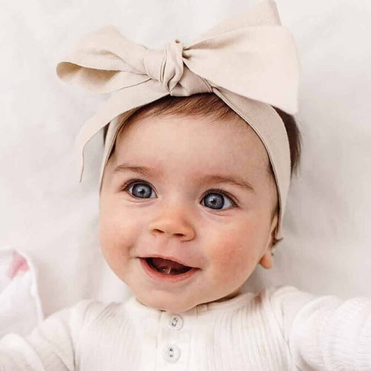 Snuggle Hunny - Natural Pre-Tied Linen Bow - Baby & Toddler