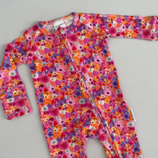 Lil Miimie Bamboo Zipper Onesie - Blossom