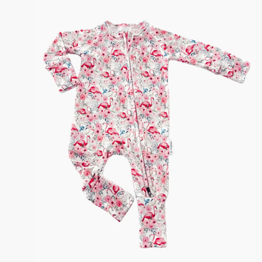 Lil Miimie Bamboo Zipper Onesie - Pink Flamingo