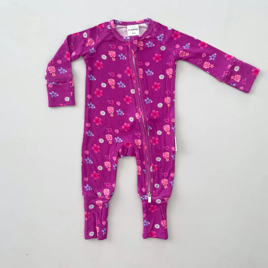 Lil Miimie Bamboo Zipper Onesie - Blossom