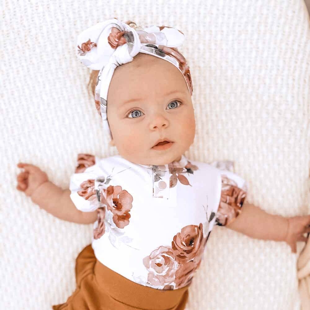 Snuggle Hunny - Rosebud Short Sleeve Organic Bodysuit