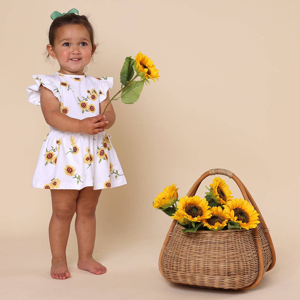 Snuggle Hunny - Sunflower Short Sleeve Organic Dress