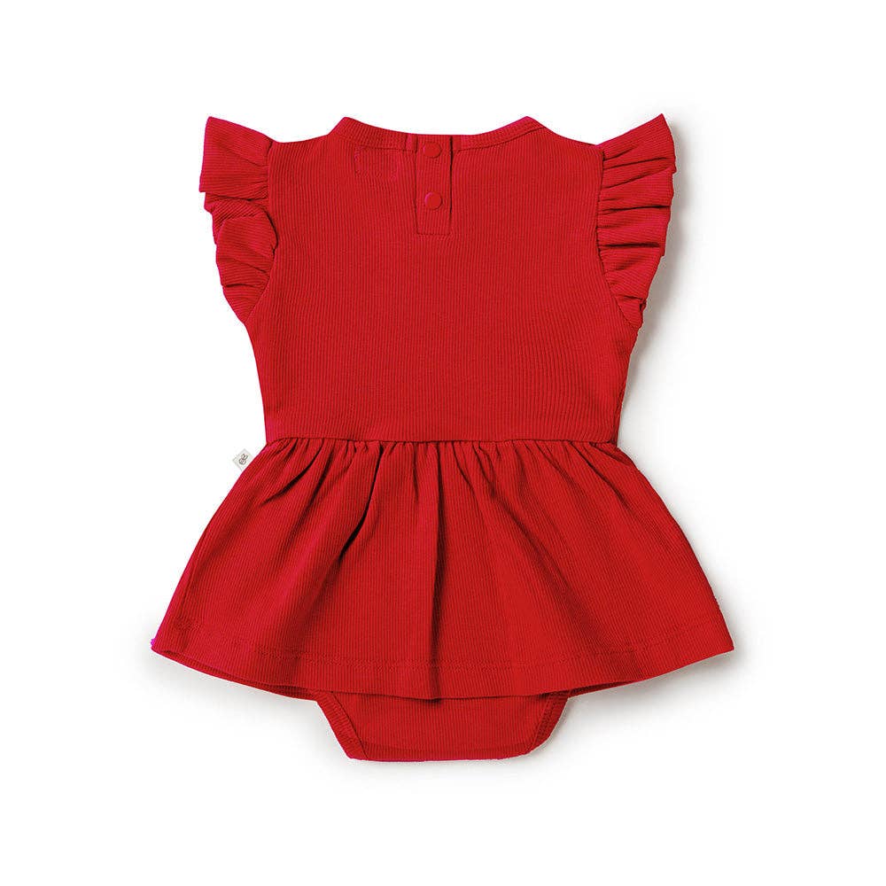 Snuggle Hunny - Red Short Sleeve Organic Dress