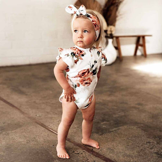 Snuggle Hunny - Rosebud Short Sleeve Organic Bodysuit