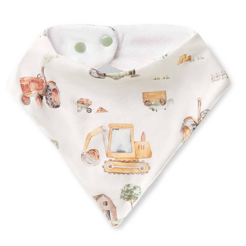 Snuggle Hunny - Diggers & Tractors Organic Dribble Bib