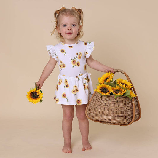 Snuggle Hunny - Sunflower Short Sleeve Organic Dress