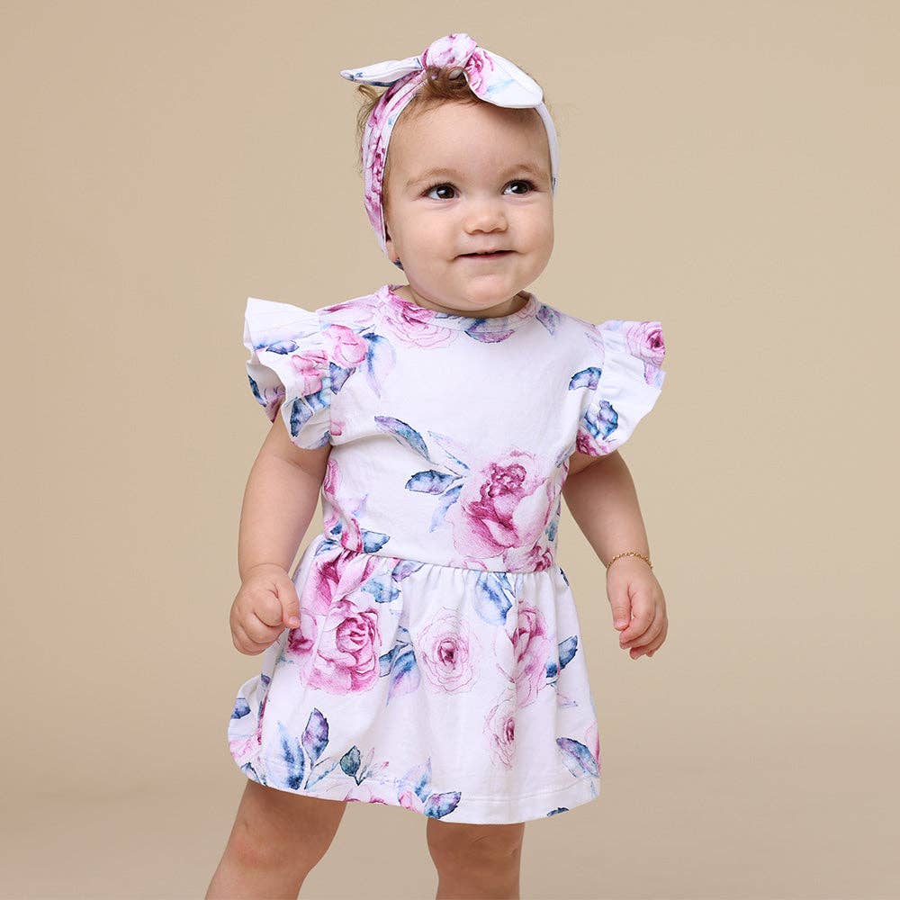 Snuggle Hunny - Lilac Skies Short Sleeve Organic Dress