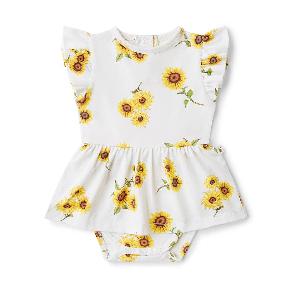 Snuggle Hunny - Sunflower Short Sleeve Organic Dress